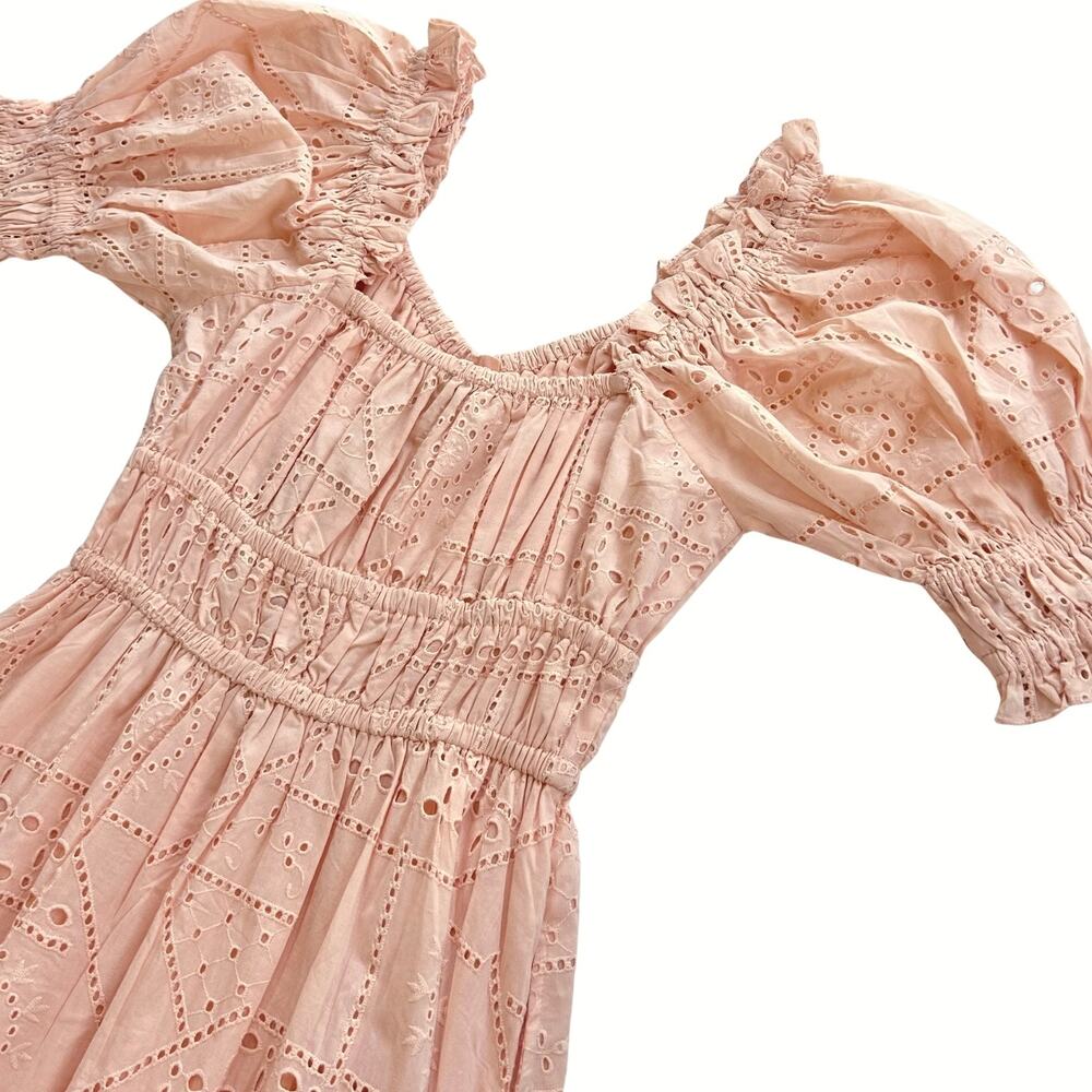 Cleobella Florence Midi Dress in Shell Eyelet Puff Sleeve Organic Cotton S NWT - Picture 12 of 16
